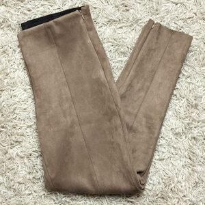 Zara Basic High Waist Faux Suede Leggings Pants Skinny Ankle Zip Medium